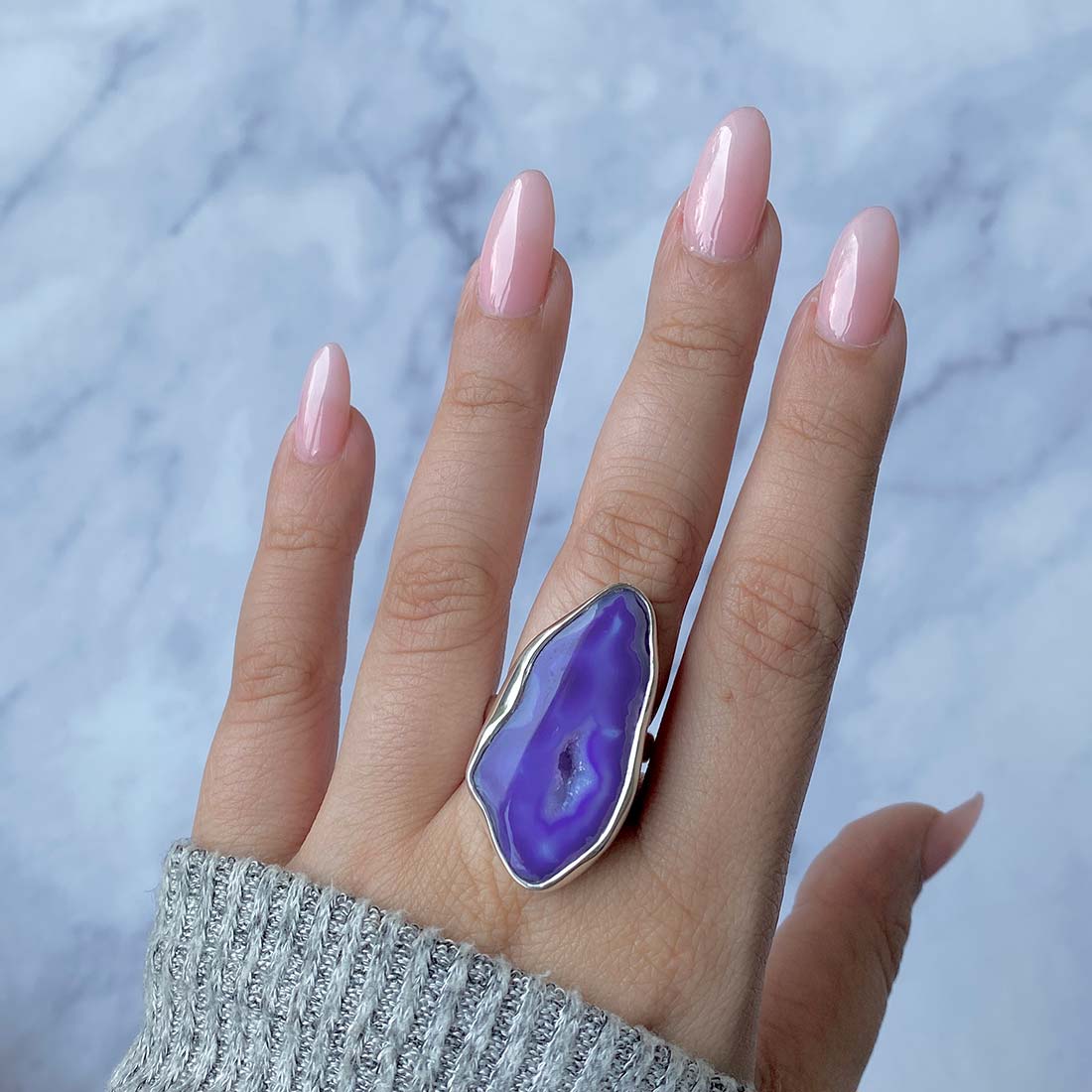 Purple Agate Adjustable Ring-(APU-R-20.)
